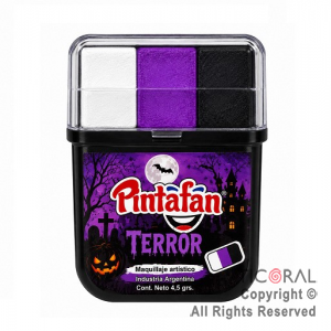 MAQUILLAJE BANDERITA TERROR TRICOLOR BLANCO VIOLETA Y NEGRO EN BARRA 6 GR (789-02)